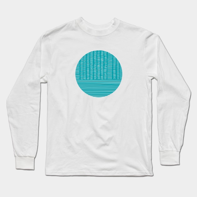 Digital Stitches Circle Turquoise Long Sleeve T-Shirt by Loukritia357